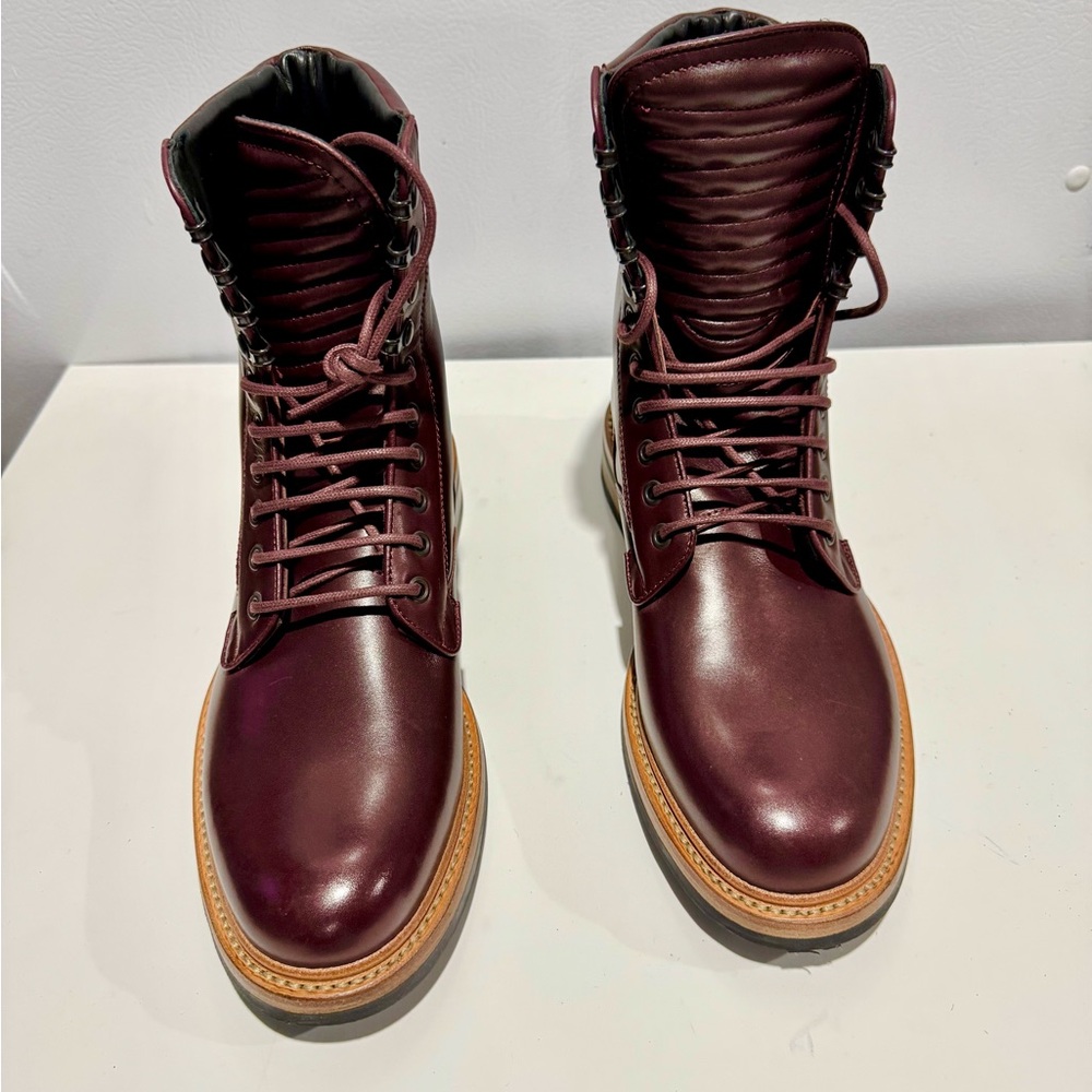 rag & bone Brown Tan Combat Boots with padded tongue laced up Classic Styling